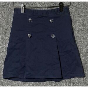 The Childrens Place Navy Blue Pleated Skort with Double Button Detail Size 10